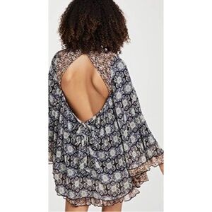 Free People Black and White Floral Mini Dress